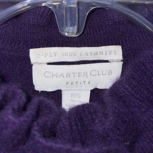 Charter Club PS Purple Ruffle Trim 2-Ply 100% Cashmere Pullover Sweater - Picture 6 of 6